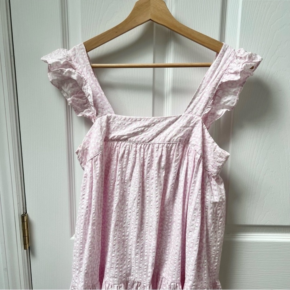 Topshop Textured Smock Mini Dress in Pale Pink Animal Print - Picture 5 of 7